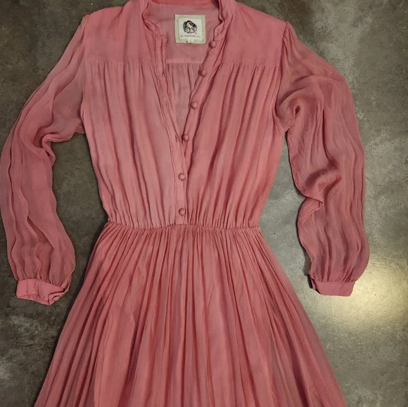 Chasing Unicorns Ombre Dreams Silk Maxi Dress Rose Pink & Red - Picture 5 of 8